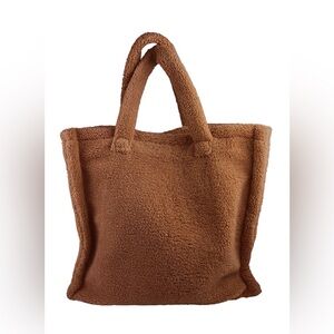 Velvet Large Teddy Shearling Tote in brown